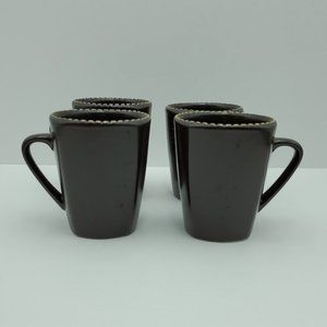 Mario Batali Italian Stitch Mugs Dark Brown Mugs Cream Stitch Edge